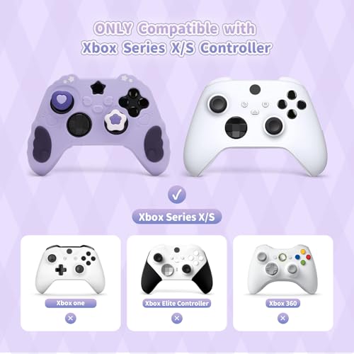 GeekShare Controller Skin Set for Xbox Soft Silicone Protective Cover Skin Case Compatible with Xbox Series X Controller with 2 Thumb Grip Caps and 2 Stickers - Star Wings Series Purple - color: Purple