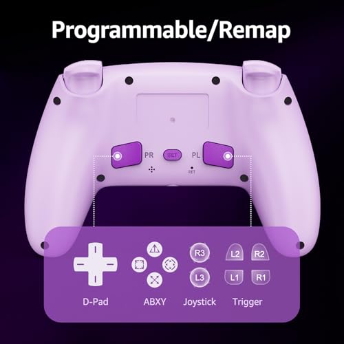 Akalyptra Wireless Controller for PS-5/PS-5 Pro/Slim/PC with Turbo/Macro/Combo, Hall Effect Controller for PS5 Support Dual Vibration, 3.5mm Headphone Jack, 6-Axis Motion Control Gamepad with Speaker - color: Purple