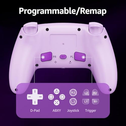 Akalyptra Wireless Controller for PS-5/PS-5 Pro/Slim/PC with Turbo/Macro/Combo, Hall Effect Controller for PS5 Support Dual Vibration, 3.5mm Headphone Jack, 6-Axis Motion Control Gamepad with Speaker - color: Purple