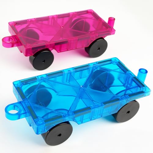 Bmag 2PCS Magnetic Car Set,Construction Vehicle Building Tiles,Magnet Toys Compatible with Magnetic Tiles,STEM Educational Toys for Boys and Girls - size: 2