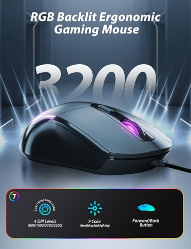 Mechanical Gaming Keyboard and Mouse, LED Backlit 98-Key Floating Keycap & 4 DPI RGB Gaming Mouse with Mouse Pad, Full Anti-Ghost Light Up Wired Computer Keyboards for MAC PC Gamer Accessories, Pink - color: Pink