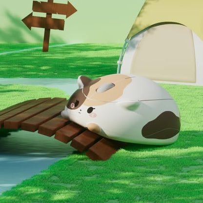 Akko Cat 테마 무선 게이밍 마우스 Calico Cat, 트라이모드 마우스 BT3.0/BT5.0/2.4G, 컴퓨터/노트북/데스크톱/PC용 귀여운 광학 무선 만화 마우스, 맥/윈도우와 호환 - color: Calico Cat