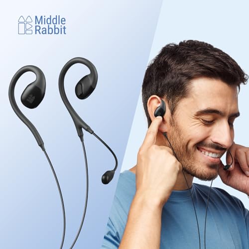 Middle Rabbit S6 Open Ear Earbuds with Mic, Wired Open Ear Headphones for PC Computer Laptop, Over The Ear, Ear Hook, Inline Control, Perfect for Calling, Online Meeting, Call Center, 3.5mm Jack
