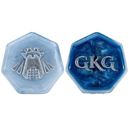 Gate Keeper Games and Dice: Halfsies Dice: Police Box - 7pc Set, Time Lord Blue & Doctor White, Pearlescent Swirl, 7 Resin Dice for Role Playing Games - style: Police Box