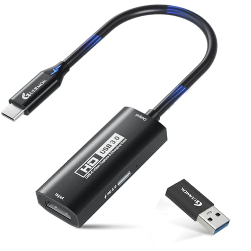 Guermok 4K USB3.0 HDMI Capture Card with PD 100W, 2K@30FPS or 1080P@60FPS | HDMI to USB-A/C Video Capture Card for OBS Streaming, Works with iPad Quest 3, MacOS, Switch2/1 PS5/4, Xbox, Camera, Black - color: black, size: 1080p 60fps