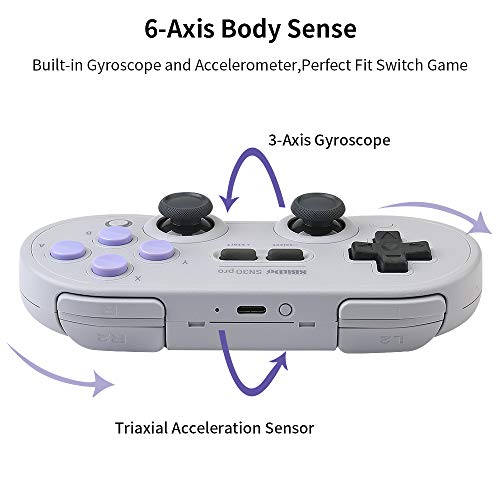 8Bitdo Sn30 Pro Bluetooth Gamepad (SN30 PRO-SN) with Joysticks Rumble Vibration Gamepad for Windows, Mac OS, Android, Steam, Switch, etc - color: SN30 PRO-SN