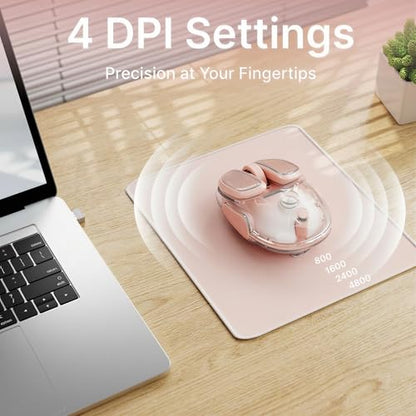 SEUNKWANG EWEADN Q9 Wireless Clear Mouse Dual Mode Bluetooth & 2.4G USB Computer Mouse with RGB Lighting, Silent Clicks, Multi-Device Compatibility for Laptop, PC, MacBook, iPad Cute Mouses-Gradient - color: Gradient
