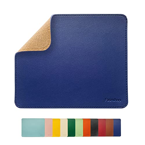 Leather Double Side Mouse Pad With Stitched Edge - Waterproof Ultra Thin for Computers, Laptop, Office & Home, 10.2 x 8.3 Inch, 1 Pack (Navy Blue) - color: Navy Blue