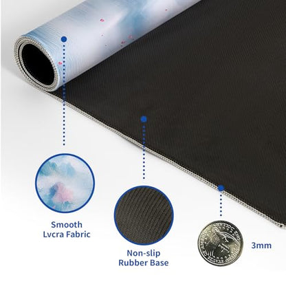 Cherry Blossom Watercolor Mouse Pad Abstract Big Mouse Pad 31.5x11.8 Inch Landscape Texture Non-Slip Rubber Base Large Mousepad Stitched Edges Keyboard Mouse Mat Desk Pad for Office and Home - color: Cherry Blossom Watercolor