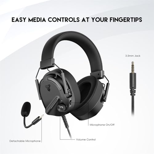 FANTECH Alto MH91 Gaming Headset with Detachable Mic, 50mm Drivers, Multi-Platform Compatible, Memory Foam Ear Cushions, in-Line Controls for PC/PS4/XBOX/Switch/Mobile