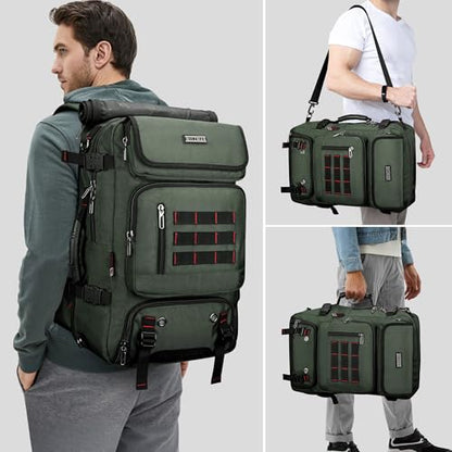 WITZMAN Carry on Travel Backpack for Men Airline Approved Fits 16" Laptop | Nylon 3 in 1 Luggage Duffle Bag with USB Charging Port, Shoe Compartment, For Weekend Getaway, Overnight Trip, B682 Green - color: 02.army Green