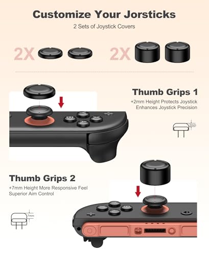 Switch 2 Case for Nintendo Switch 2 (2025)/Switch/OLED, 4-in-1 Bundle Kits for Switch 2, 3X Transparent Protective Cover+2X Screen Protectors+4X Thumb Caps, Accessories Set with Switch 2 Carrying Case - size: 4 in 1 Bundle Kit-Black