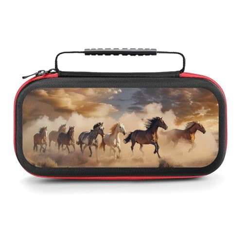 AoHanan Switch Carrying Case Horse Herd Run Switch Game Case with 20 Games Cartridges Hard Shell Travel Protection Storage Case for Console & Accessories - color: Horse Herd Run
