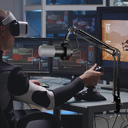 YOUSHARES Microphone Boom Arm Stand for FIFINE K688, AM8, A6T, T669, Shure SM7B/MV7+/MV6, Adjustable Scissor Arm with Cable Management - color: FIFINE 688
