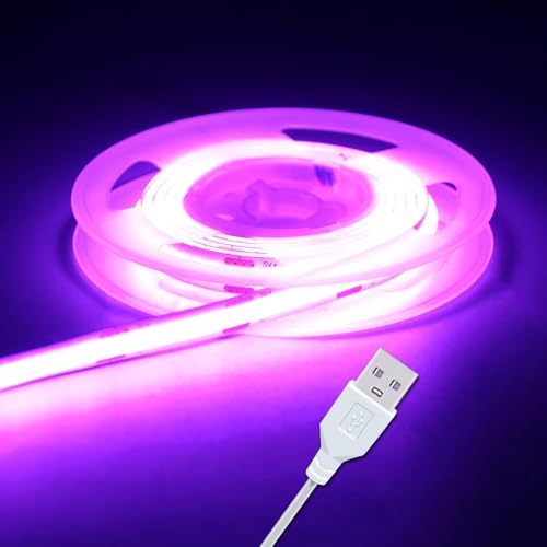 Short LED Strip Lights, Purple, 5V USB COB (3.28FT/1M) | Small Not Dimmable 5W Flexible COB, 320LEDs/m, Super Bright Bendable, For Living Room TV Decoration - color: 3.28FT/PURPLE