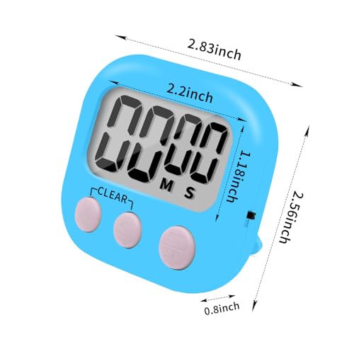6 Pack Small Digital Kitchen Timer Magnetic Back and ON/Off Switch,Minute Second Count Up Countdown (Blue) - color: Blue