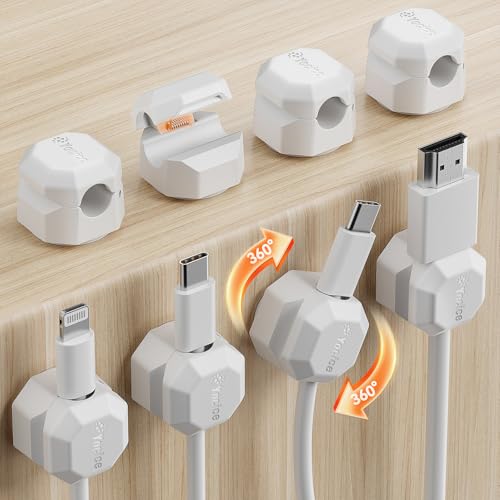 8 Pack Rotatable Cable Clips,Spring Cord Organizer Desk Cable Management Cord Holder Adhesive Phone Charger Cord Clips for Home Office Car Wall Nightstand Accessories White - color: White, size: 8 Pack