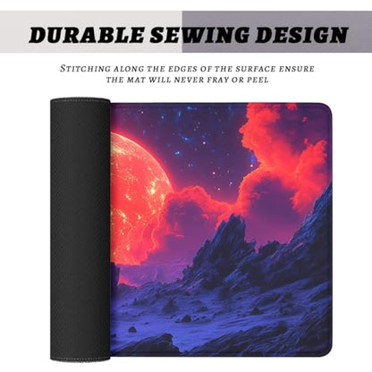 Red Planet Gaming Mouse Pad Blue Cloud Fantasy Art Mousepad Extended Large Laptop Keyboard Non-Slip Rubber Base with Stitched Edges for Home 31.5"x11.8" - color: Red Planet, size: 31.5L x 31.5W inches