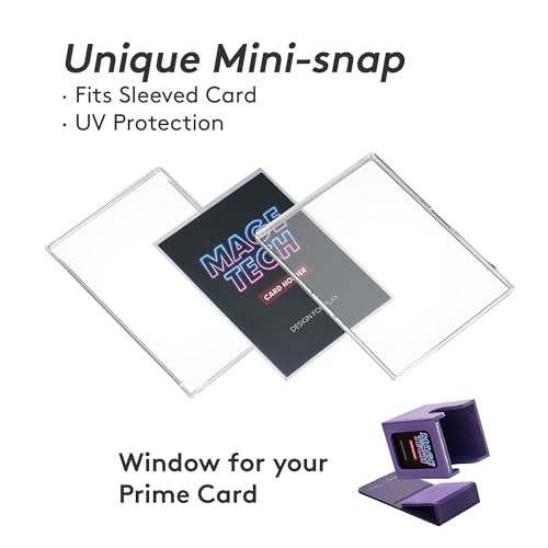 Mage Tech Commander Deck Box Lite - Card Display with Mini Snap Card Holder & Removable Cover, Fits 100+ Single-Sleeved Cards, Ideal for MTG, PTCG, OPCG, SWU & More(Purple) - color: Purple