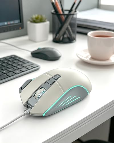 Wired Gaming Mouse, 7200 DPI Optical Ergonomic Mouse with 4 Adjustable DPI, 8 Programmable Buttons, Anti-Slip Scroll Wheel, 1.5m USB Cable for PC Laptop Office Gaming