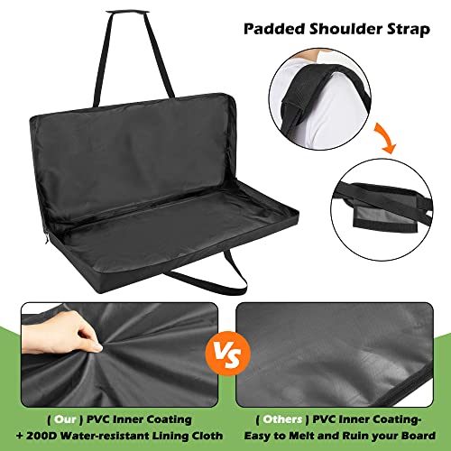 DSLEAF Cornhole Carrying Case for 4' x 2' Regulation Size, Heavy-Duty 600D Cornhole Boards Bag with Padded Shoulder Strap and Double Slide Zipper, Only Bag | Fits 4' x 2' Cornhole Boards and 8 Beanbags, Two-ways Zipper, Durbale Nylon Material, Padded Shou