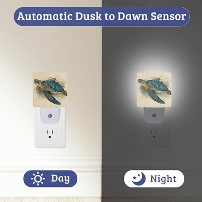 Sea Turtle Night Light, Plug-into Wall Nightlight with Dusk to Dawn Sensor, Energy Efficient Lamp for Bedroom/Bathroom/Kitchen/Hallway/Stairs - color: Sea Turtle