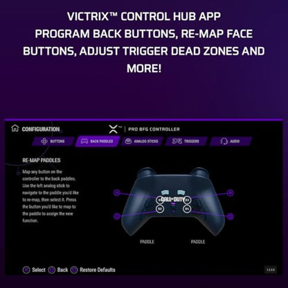 PDP Victrix Pro BFG Wireless Controller for PS4/PS5/PC, Sony 3D Audio, Modular Back Buttons/Clutch Triggers/Joystick, Call of Duty Midnight Mask - color: COD Camo Blue