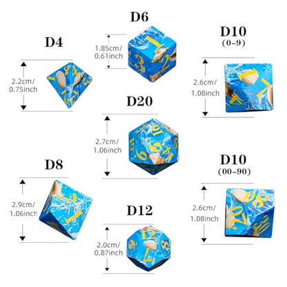 Conch DND Dice Set, 7PCS UV Printed Sharp Edge Acrylic Dice with Metal Gift Box, Lightweight Precision Design for Dungeons & Dragons Players