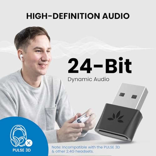 Avantree DG80-Gaming - USB Bluetooth 5.3 Adapter Dongle for PS5 | & Gaming Consoles, aptX-Adaptive & aptX-Low Latency, Wireless Audio Transmitter to Bluetooth Headphones & Earbuds