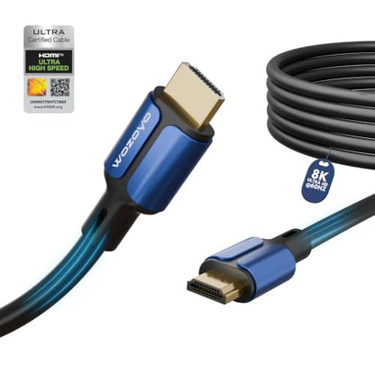 HDMI Cable V2.0 with Ethernet, Ultra HD 3D/4K@60Hz,16.5 Feet, 18Gbps Transmission Speed, HDR, Dolby Atmos, Compatible with All HDMI Devices Laptop Desktop TV Set-top Box Gaming Console - color: Blue, size: 16.5 Feet