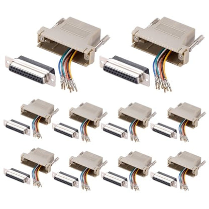 10PCS DB25 Serial Port Female to RJ45 Ethernet Adapter, M/F | 25 Pin, Serial Port Female to RJ45, Ethernet LAN Extend Modular Converter - style: DB25 Female