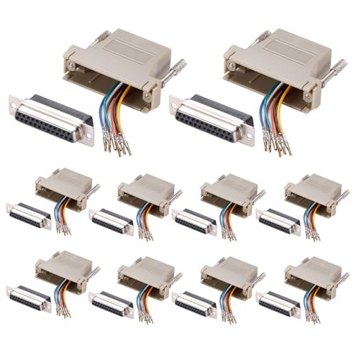 10PCS DB25 Serial Port Female to RJ45 Ethernet Adapter, M/F | 25 Pin, Serial Port Female to RJ45, Ethernet LAN Extend Modular Converter - style: DB25 Female