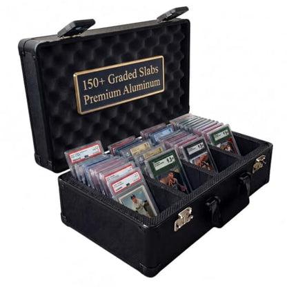 4 Row Graded Card Storage Box | Aluminum Slab Case Holds 150+ PSA BGS SGC CGC | Dual Combination Lock & TSA-Compatible Access | Sports, Baseball, TCG & Top Loader Organizer