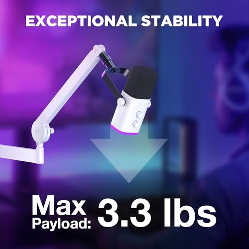 InnoGear Low Profile Mic Arm, 360° Rotatable Microphone Boom Arm Mic Stand for Fifine AM8 K669B Blue Yeti HyperX QuadCast SoloCast AT2020, with Mic Clip 3/8" to 5/8", 3/8" to 1/4" Adapter, White - color: White, style: Low-profile A