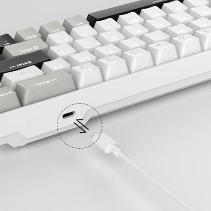 MageGee Portable 60% Mechanical Gaming Keyboard, MK-Box LED White Backlit Compact 68 Keys Mini Wired Office Keyboard with Red Switch for Windows Laptop PC Mac - Grey - color: White Grey/Red Switch