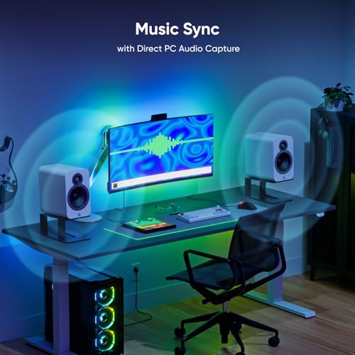 Nanoleaf PC Screen Mirror Lightstrip, 2.5M RGB IC Zigzag Backlights for 27-32 inch Monitor with Music Sync, Smart USB-C Trimmable Strip, 75 LEDs, Desktop App Control