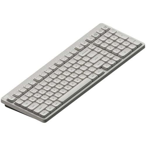 nuphy Node100 Wireless Mechanical Keyboard, Hot Swappable Custom Low Profile Keyboard, 103 Keys Computer Gaming Keyboards, Supports Touch Gestures, PBT Keycaps, RGB Backlit, Bluetooth/2.4GHz/USB-C - color: White, size: Low-profile Red Nano Switch