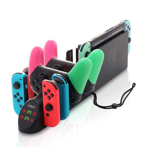 ECHZOVE Charging Dock for Nintendo Switch Joy-Con & Pro Controllers, 6-in-1 Controller Charging Station for 4 Joy-Cons and 2 Official Pro Controllers, LED Indicators, USB Ports, Game Room Organizer