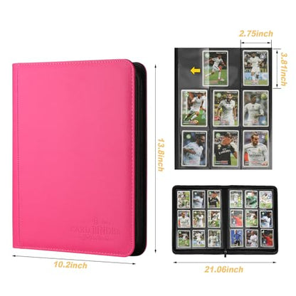 9 Pocket Card Binder, Premium Zip Trading Card Binder, 540 Double Sided Pocket PU Collection Binder, Collector Album, Card Folder for MTG, TCG, Sports Cards - color: Groove pink
