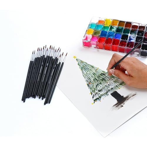 Transon 50pcs Detail Paint Brushes Set Size 000 for Model Painting Acrylic, Gouache, Oil, Tempera and Face Painting - size: 50 PCS