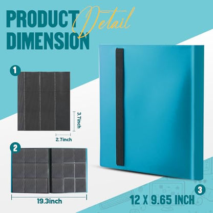 Card Binder 9-Pockets,Trading Card Binder,20 Pages, 360 Card Capacity Collection Binder, Card Folder for MTG, TCG, Game Cards & Sports Cards (Lake Blue) - color: Lake blue