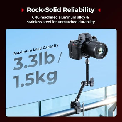 SMALLRIG Magic Arm Clamp, Phone Mount for Magsafe & Magnetic Adapter Ring | 11 Inches Camera Mount for iPhone, for Android, for Action Cameras/LCD Monitor/LED Lights - size: 11''+phone mount