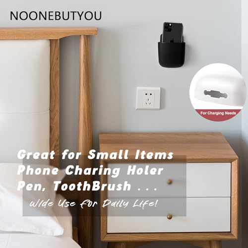 noonebutyou 3 Pcs Remote Control Holder Wall Mount Self Adhesive Remote Case Hole-Free Storage Organizer Wall Pencil Holder Phone Charging for Home Office School(Black) - color: Black