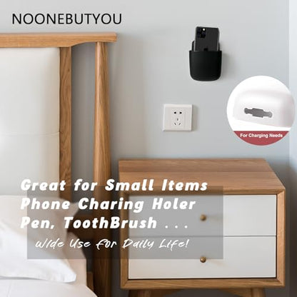 noonebutyou 3 Pcs Remote Control Holder Wall Mount Self Adhesive Remote Case Hole-Free Storage Organizer Wall Pencil Holder Phone Charging for Home Office School(Black) - color: Black