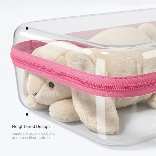 Clear Hard Shell Organizer Cases, 3 Pack with Handle | Durable PET shell with water-resistant, scratch-resistant surface for travel, toiletries, electronics and toys - color: Pink1
