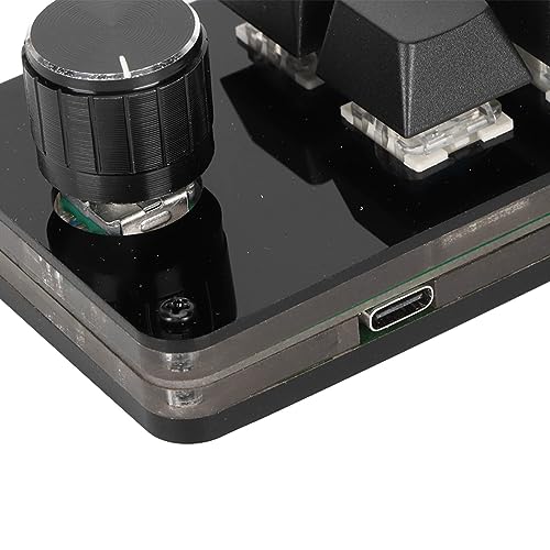 Programmable Macro Keyboard, 8 Key Mini Mechanical Keypad Hot Swappable Blue Switch Acrylic Custom Single Hand Board with 1 Knob, for Gaming PC