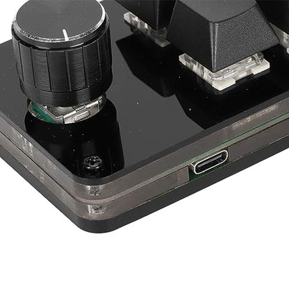 Programmable Macro Keyboard, 8 Key Mini Mechanical Keypad Hot Swappable Blue Switch Acrylic Custom Single Hand Board with 1 Knob, for Gaming PC