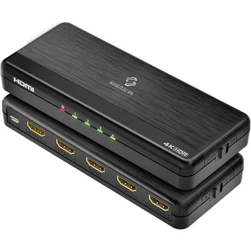 4K HDMI Splitter 1 in 4 Out (Mirror Only) – HDMI 2.0 4K@60Hz, 1080p@240Hz | Auto Downscaling, EDID, 18Gbps, HDCP 2.3, Duplicate 1 Source to 4 Displays for TV, Monitor, Projector, PS5, Xbox