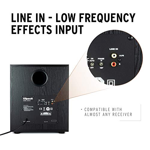 Klipsch Synergy Black Label Sub-100 10” Front-Firing Subwoofer with 150 Watts of continuous power, 300 watts of Dynamic Power, and All-Digital Amplifier for Powerful Home Theater Bass - style: Single