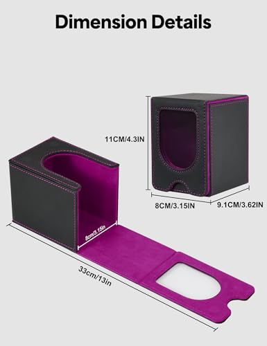 MTG Commander Deck Box, MTG Card Box with See-Through Window, Magnetic Closure Holds 100+ Double-Sleeved Cards TCG Cards(Black&Purple) - color: Black&Purple